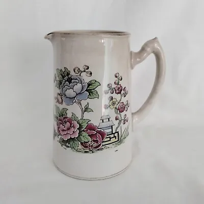 £19.99 • Buy Vintage Antique Britannia Pottery Pink Blue Flower Ceramic Jug Vase 6 