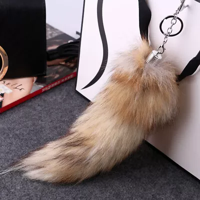 25cm Fur Fox Tail Keychain Keyring Soft Key Ring Chain Bag Pendant Decor DIY Acc • $2.92