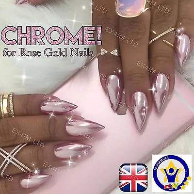 ROSE GOLD NAILS CHROME POWDER Mirror Effect Trendy Nail (R) • $4.21