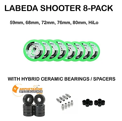 Labeda Shooter Inline Roller Hockey Wheels +Hybrid Ceramic Bearings Choose Size • $54.95