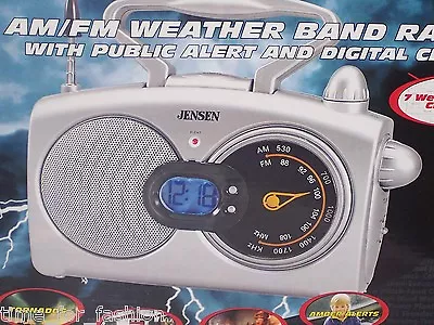 Jensen Weather Band Public Alert Radio & Blue Backlit LCD Clock Storm Siren • $18.99