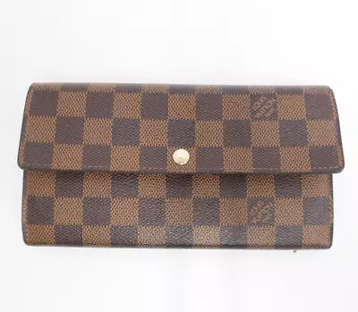 Authentic LOUIS VUITTON Damier Ebene Portefeuille Sarah Long Wallet #26573 • $79