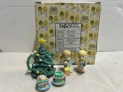 1998 Enesco Precious Moments #20708 Christmas Mini Tea Set  Boy Girl  Incomplete • $12.99