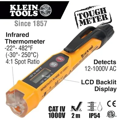 Klein Non-Contact Voltage Tester With Laser Infrared Thermometer NCVT-4IR NEW • $30.99