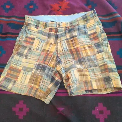 BROOKS BROTHERS Patchwork Shorts Mens 38 Indian Madras Pastel Plaid 346 Colorful • $16.97