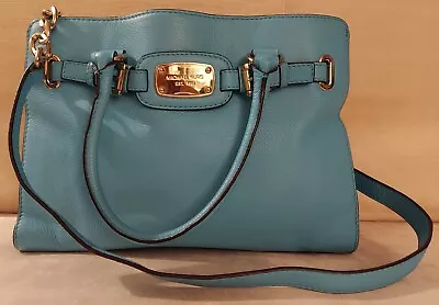 Genuine MICHAEL KORS Blue Pebbled Leather Hamilton Shoulder Bright & Beautiful! • $39.99