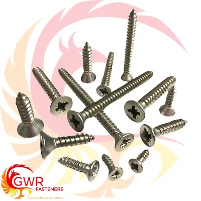No.4 6 8 10 Pozi Countersunk Self Tapping Screws - A2 Stainless Steel Tappers • £40.07
