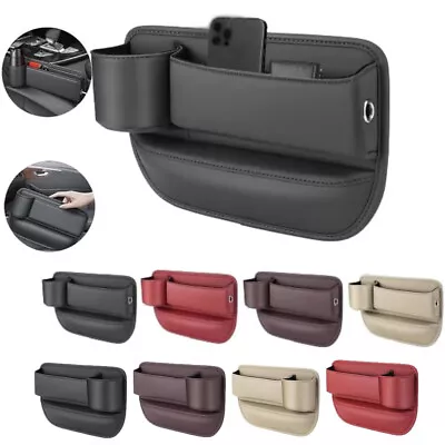 Car Leather Cup Holder Gap Bag 1/2 PCS PU Leather Seat Gap Filler Storage Box • $15.59