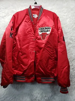 Vintage 90s Chalk Line Chicago Bulls Satin Snap Bomber XL USA READ! Sewn Spell • $149.99