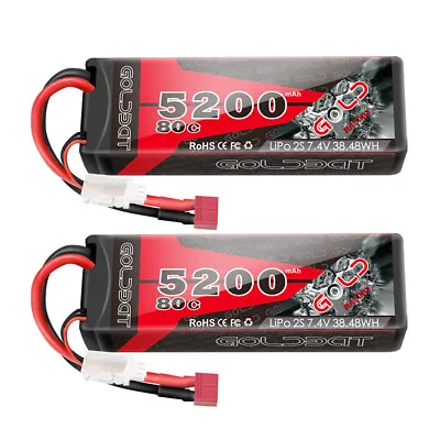 $35.33 • Buy 2X 80C 5200mAh 7.4V RC 2S Lipo Battery Deans Plug Hard Case For Car Truck Buggy