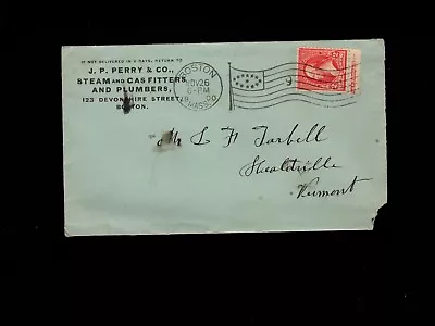 Perry Steam Gas Fitters Plumbers 1900 Boston Ovate #3 Cover & Letterhead 1k • $24.50