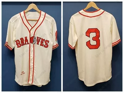 Throwback 1935 Babe Ruth #3 Braves Baseball Jerseys Beige Sewn S-3XL Custom • $35.99