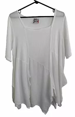 Drawstrings Of Malibu Womens L Shirt Dress Cover Up White USA Shark Bite Hem • $20.98