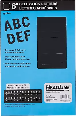 Headline Sign 32611 Stick-On Vinyl Letters Black 6-Inch • $23.52