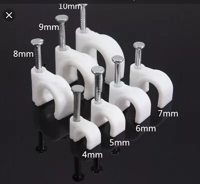 £1.99 • Buy Round White Cable Clips 4mm-16mm With Fixing Nails