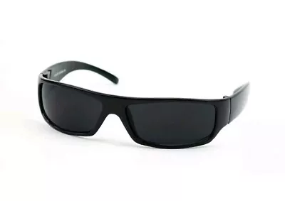 Gangster Style Sunglasses Slim Cholo Wrap Super Dark OG LOC Black Glossy 555 • $12.95