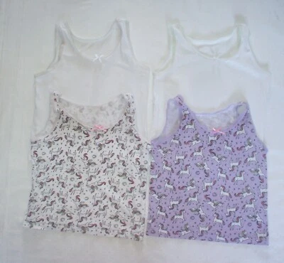 £1.50 • Buy 4 Little Girls Sleeveless Cotton Vests From George, Age 2-3 Years
