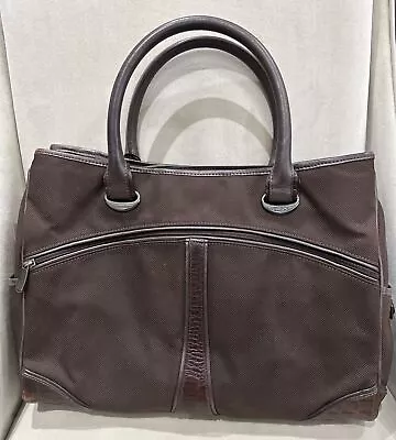 Tumi Brown Nylon Leather Crocodile Embossed Laptop Bag Purse Briefcase Travel • $39.99