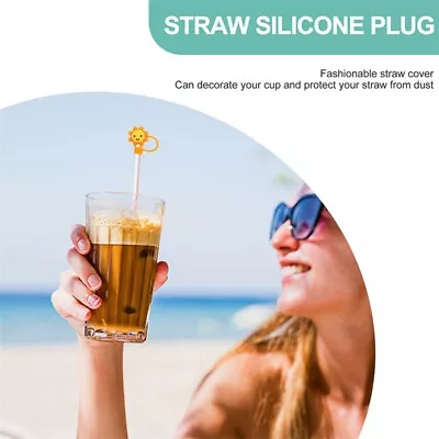 $4.90 • Buy 6Pcs Silicone Straw Tip Covers Cute Anti-Dust Splash Proof,Reusable Drinking Lid