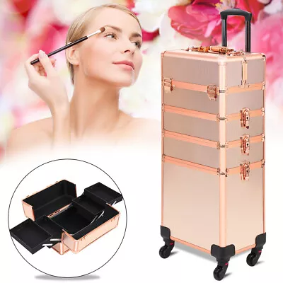 $82.99 • Buy Professional 4 In 1 Makeup Train Case Rolling Cosmetic Trolley Beauty Travel Box