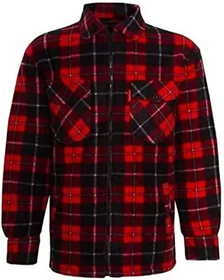Men’s Padded Work Shirts Quilted Thick Fleece Lumberjack Fur Check Shirt Top • £14.86