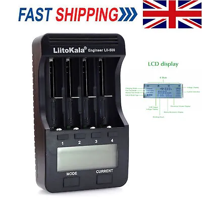 LiitoKala Lii-500 4 Slots Smart Battery Charger Rechargeable 26650/14500/26500 • £15.48