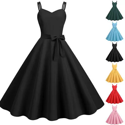 Lady Retro 50s 60s Swing Dress Rockabilly Evening Party Cocktail ALine Dresses☆ • £19.55
