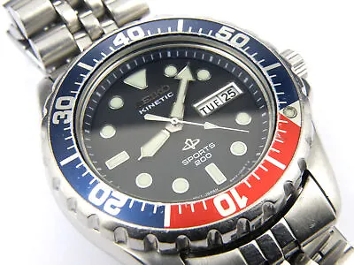 Mens Seiko Kinetic Pepsi Professional Divers Watch 5M43-0A40 - 200m • £349.95