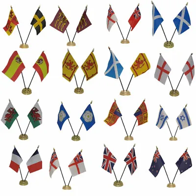 £5.99 • Buy Double Table Desk Flag 240+ Countries Fast & FREE UK Delivery!
