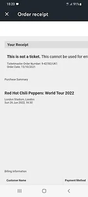 Concert Tickets 2022 Red Hot Chilli Peppers 2x Standing London Stadium  • £194