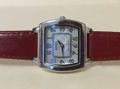 ECLISSI Sterling Silver Women's Quarts Watch Red Genuine Leather Mother Of Pearl • $45.99