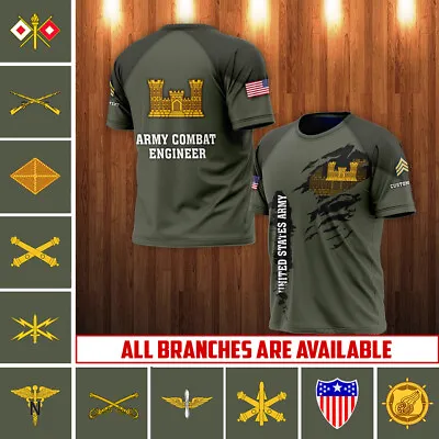 US Army Shirt Veteran 3D Shirt Custom Army Branch Rank Name Shirt Veteran Gifts • $26.95