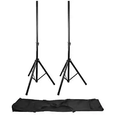 Universal PA Speaker Stands PAIR Steel Black Heavy Duty With Carr Bag DJ Disco • £52