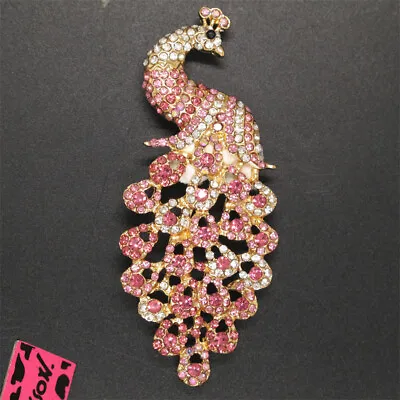 $4.04 • Buy Hot Betsey Johnson Cute Pink Gorgeous Peacock Animal Crystal Charm Brooch Pin