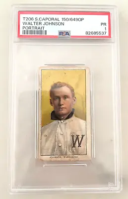 Walter Johnson T206 Sweet Caporal 150/6490P Card Graded PSA 1 Poor HOF • $1900