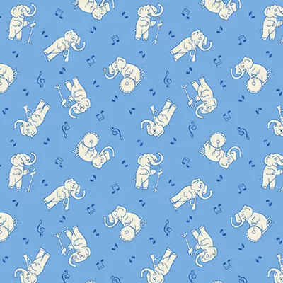 NANA MAE 6 MUSICAL ELEPHANTS 1930s NURSERY REPRODUCTION FEEDSACK FABRIC HALF YD • $5.65