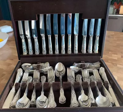 135 Piece Canteen Of Silver Plated Cutlery (setting For 12) Kings Pattern • £395