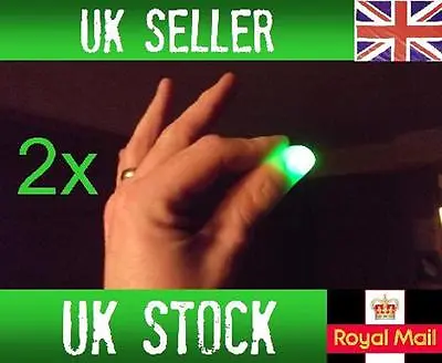 2x Magic Light Up Thumbs Fingers GREEN Trick Appearing Light  • £3.25