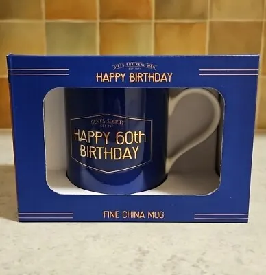 Happy 60th Birthday Mug Gift Box - Blue/Navy Birthday Mug (comes Boxed) • £1.89