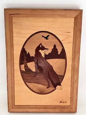 Hudson River Inlay Marquetry Wooden Fox Art Jeff Nelson Wood Forest Woodland Vtg • $32