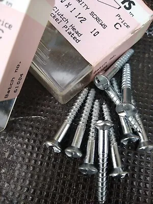 Nickel Plated CLUTCH HEAD TAMPER PROOF SECURITY SCREWS 10 X 1½ ... Qty 20 • £4.80
