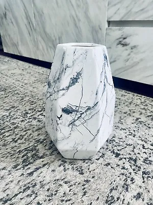 Next Marbled Ceramic Hexagon Vase Contemporary Ornament Decor • £11.99