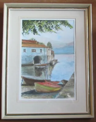 Original Vintage Watercolour: Lake Como Italy Signed H.G. Burridge 1989 F&G • £75