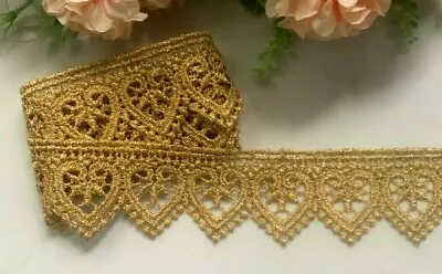 Metallic Venise Lace 1+5/8 Inch Gold Color Price Per Yard • $3.99