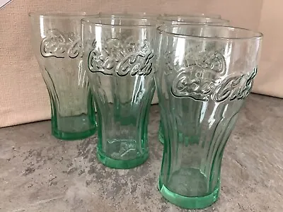 COCA COLA GLASSES  Vintage Retro 16oz GLASSES  WITH GREEN TINT  BRAND COCA COLA • £14.99