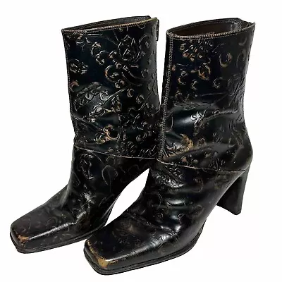 Amanda Smith Embossed Leather Boots Fate Size 8 Made In Brazil • $45.25