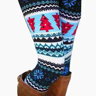 Women Christmas Leggings Snowflake Printed Stretch Trousers Casual Yoga Pant NEW • $6.99