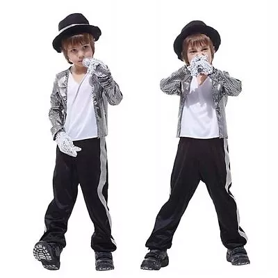 Kids Michael Jackson Cosplay Costumes Halloween Performance Party Fancy Dress Up • £16.86