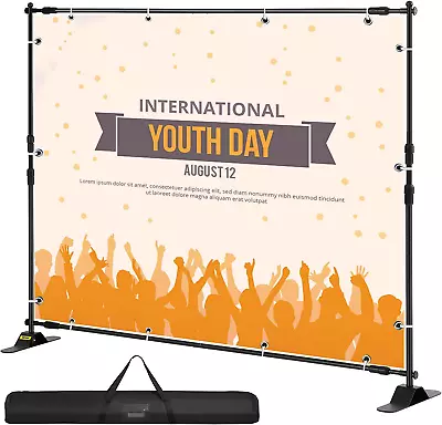 8 X 8 Ft Banner Stand Adjustable Height And Width Display Backdrop Lightw • $59.99