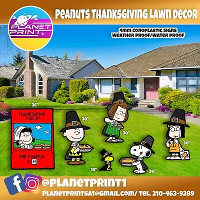 6 Pcs Big Peanuts Yard Sings Thanksgiving Yard Décor Weather Proof Plastic Signs • $140